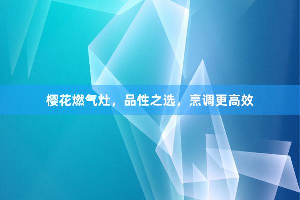 樱花燃气灶，品性之选，烹调更高效