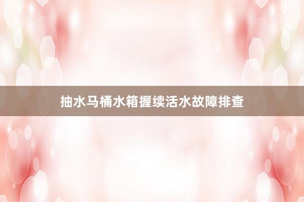 抽水马桶水箱握续活水故障排查